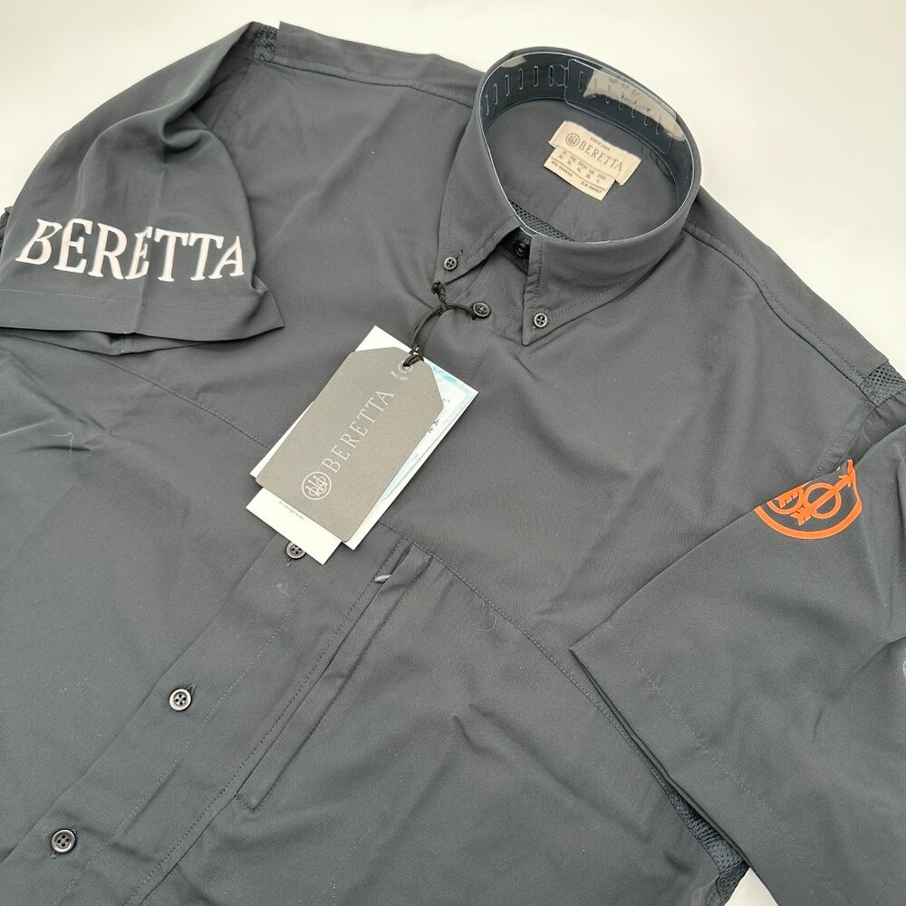 Beretta Men's Buzzi Short Sleeve Sporting Shooting‎ Shirt, Size Large, Blue Navy